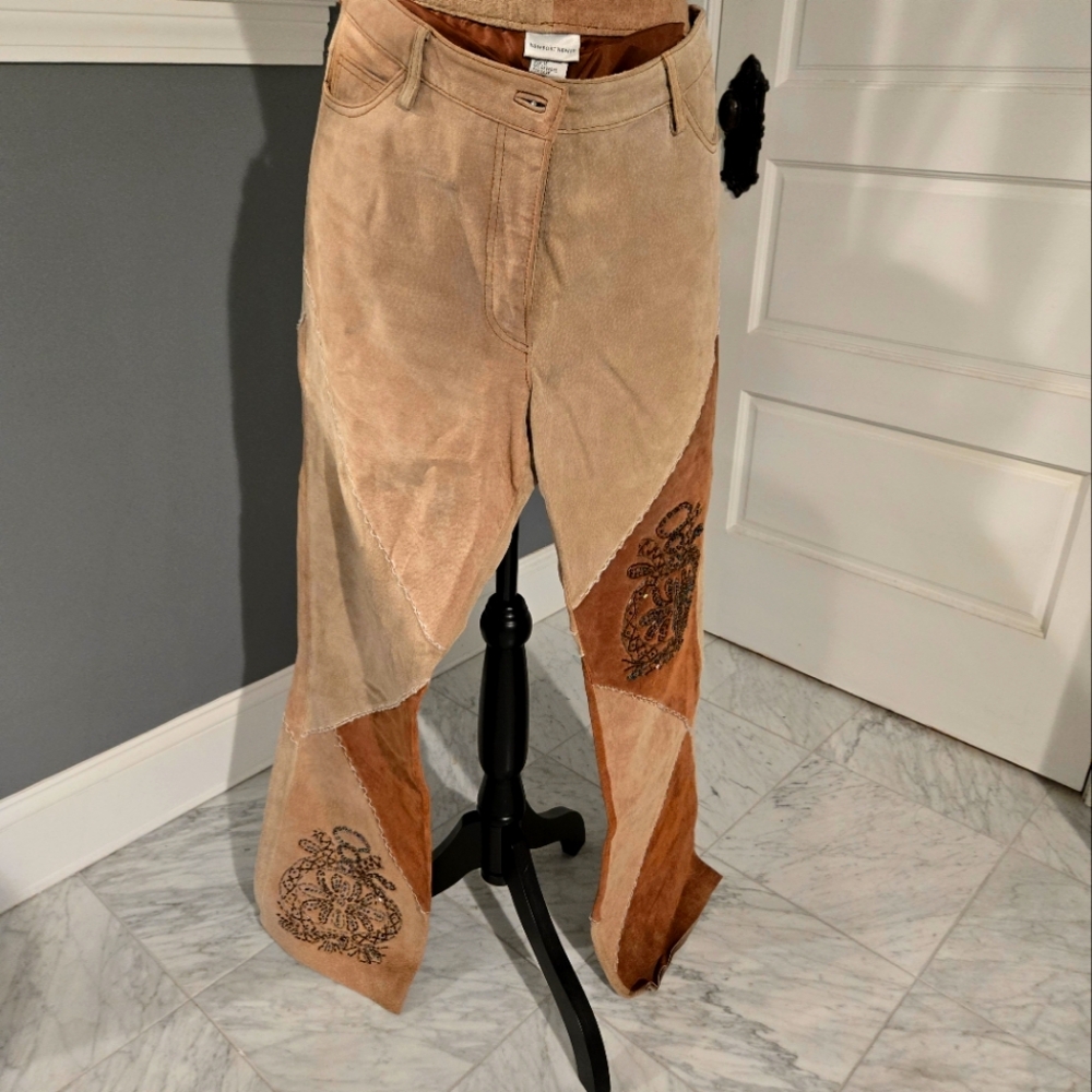 100% Suede patchwork pants size 12